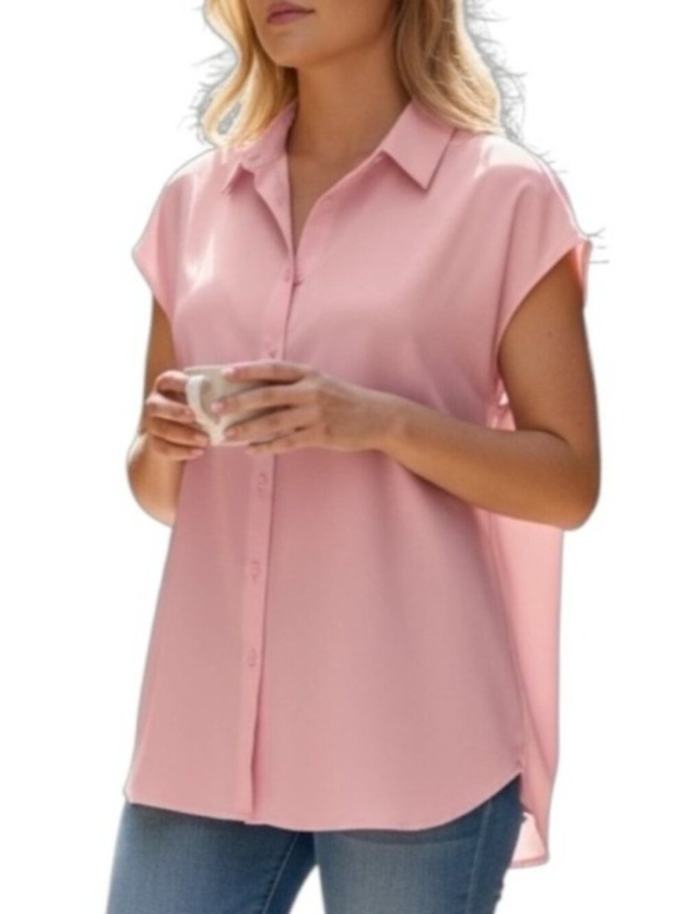 Madison Womens Sleeveless Button Up Blouse~Size Large~Pink/Purple Top NWOT L3 24